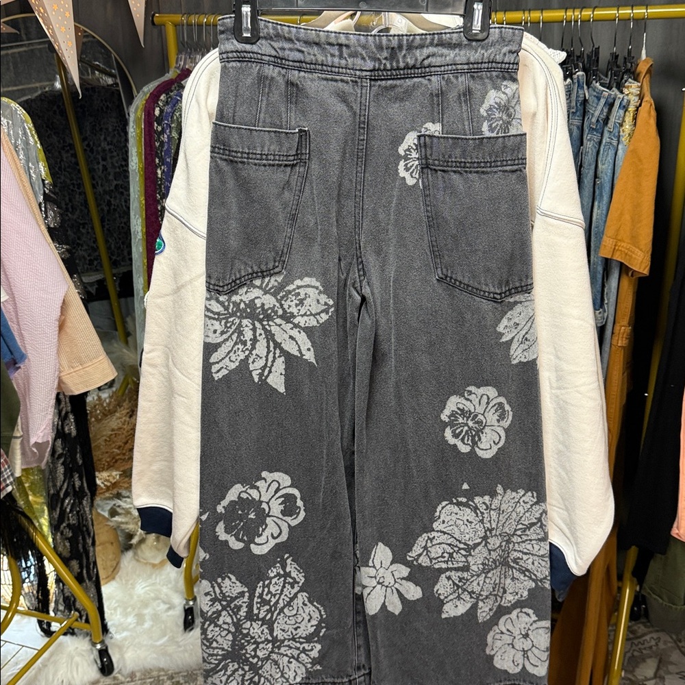 Free People We the Free Talia Floral Wide Leg Jeans - Picture 7 of 10